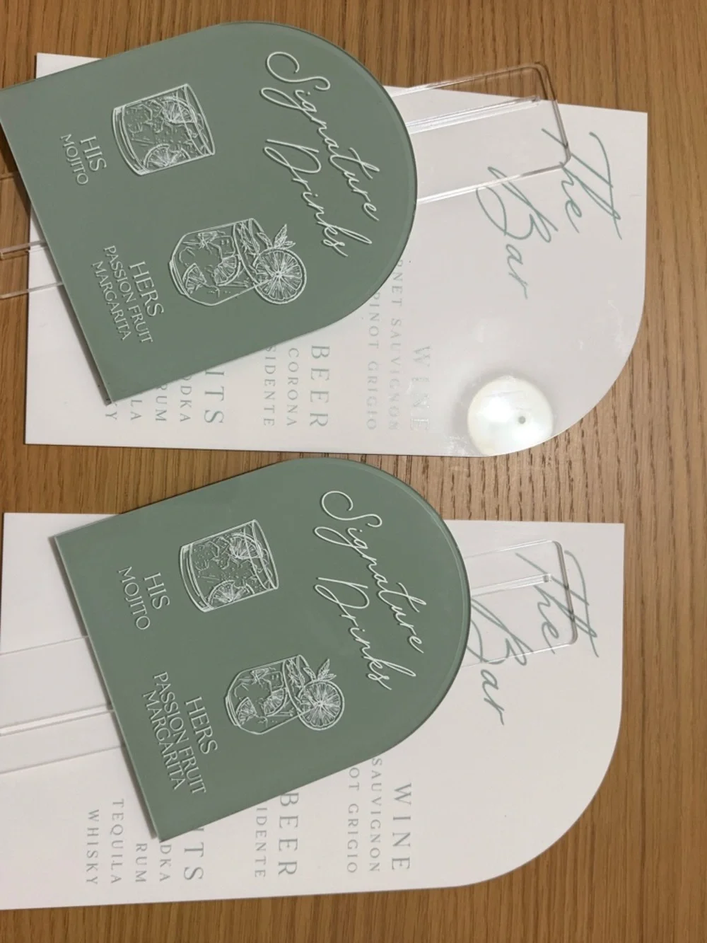 Signature Drinks Bar Menu Signs - Sage Green & White
